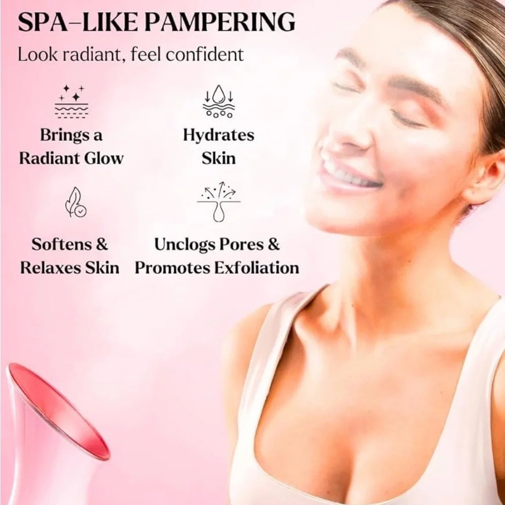 WOMANS PINK BEAUTY SKIN CARE FACIAL STEAMER STEAMING Face Mask Set NEW
